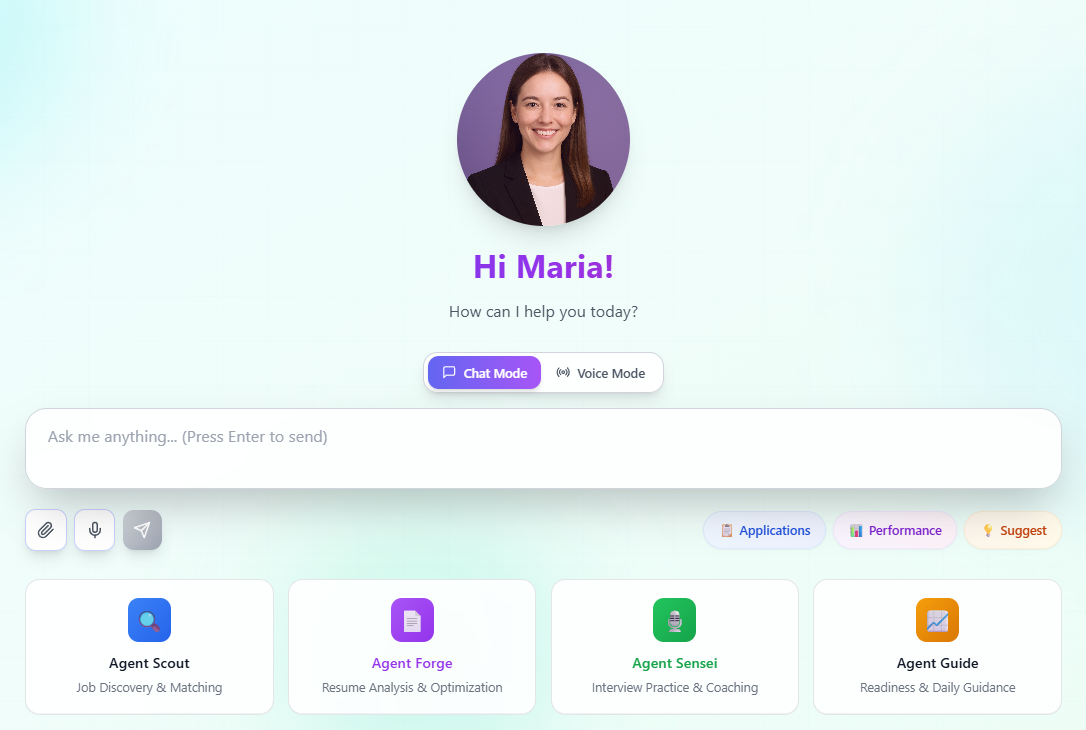 Career Agents Dashboard - AI-powered job discovery and interview prep interface